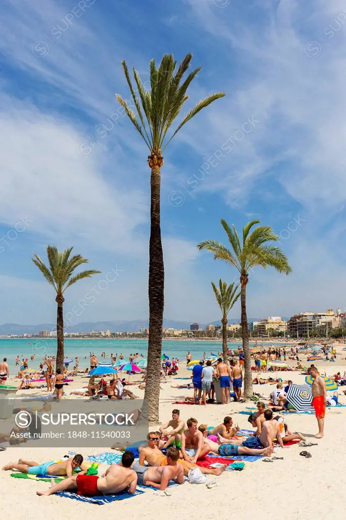 Playa de Palma, Bay of Palma, Majorca, Balearic Islands, Spain