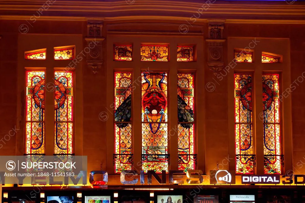 Art Nouveau windows, cinema, Madrid, Spain