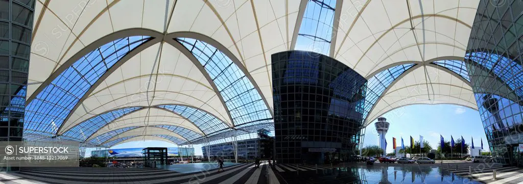 Airport center, Munich airport, canopy, panorama, Munich, Upper Bavaria, Bavaria, Germany