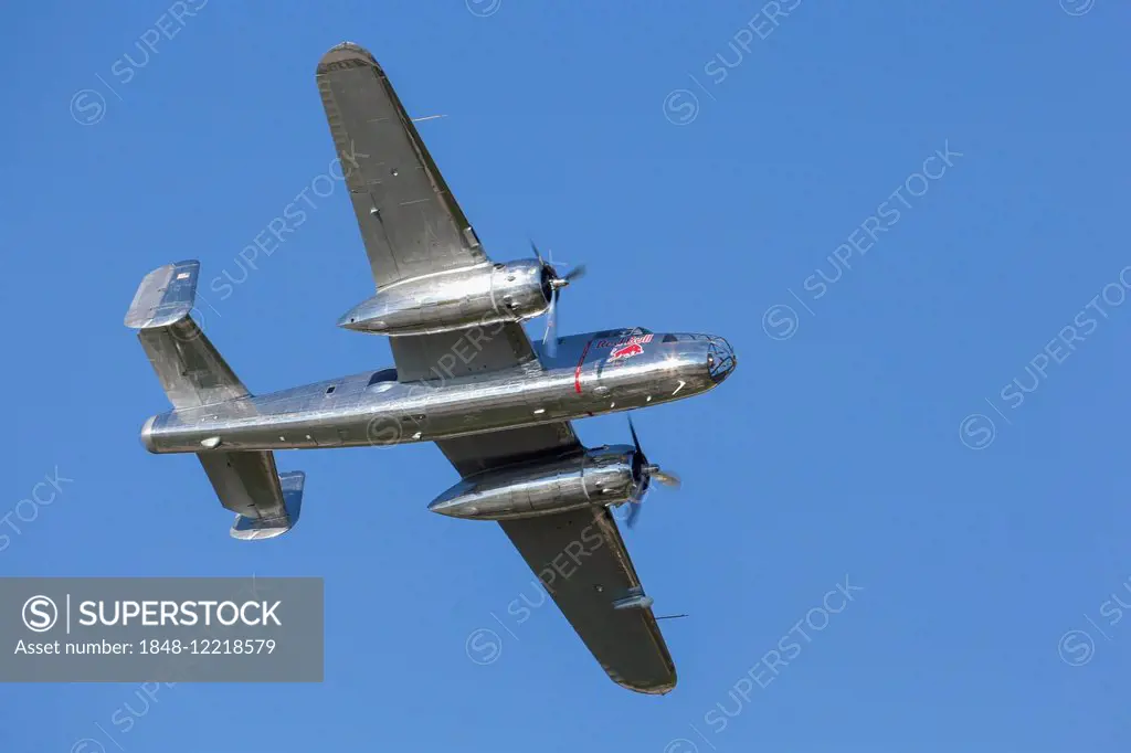 A B-25 Mitchell flying in a flight display during the Red Bull Air Race, Red Bull Ring, Spielberg, Styria, Austria