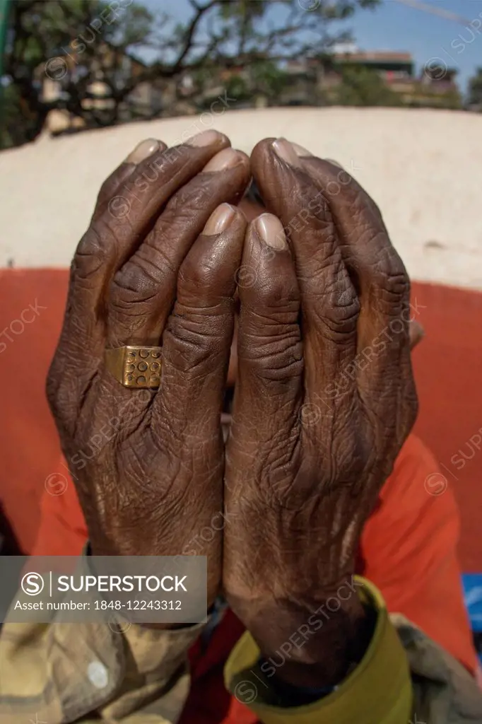 Hands of an old man, Guwahati, Assam, India