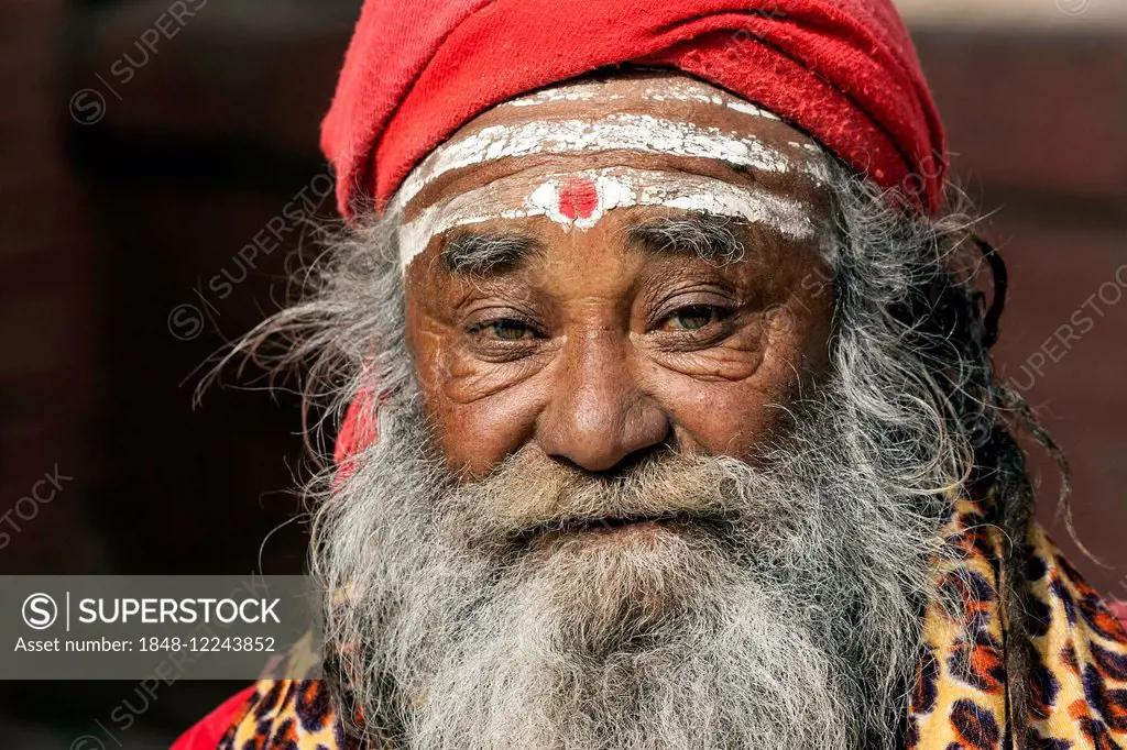 Sadhu, painted face, portrait, Kathmandu, Nepal