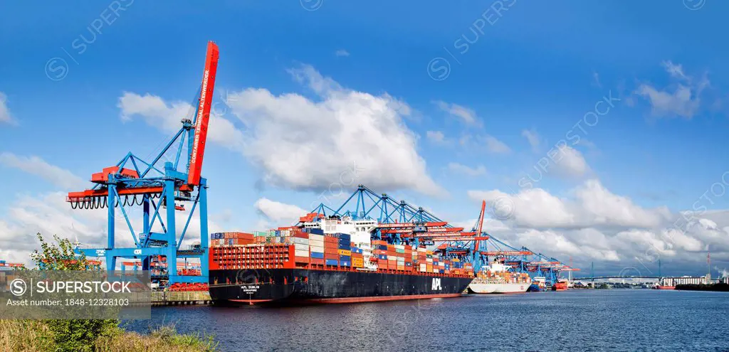 Altenwerder container terminal in the Port of Hamburg, Southern Elbe, Hamburg, Germany