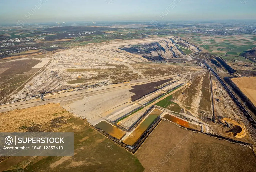 Aerial view, Inden open-cast lignite mine, North Rhine-Westphalia, Germany