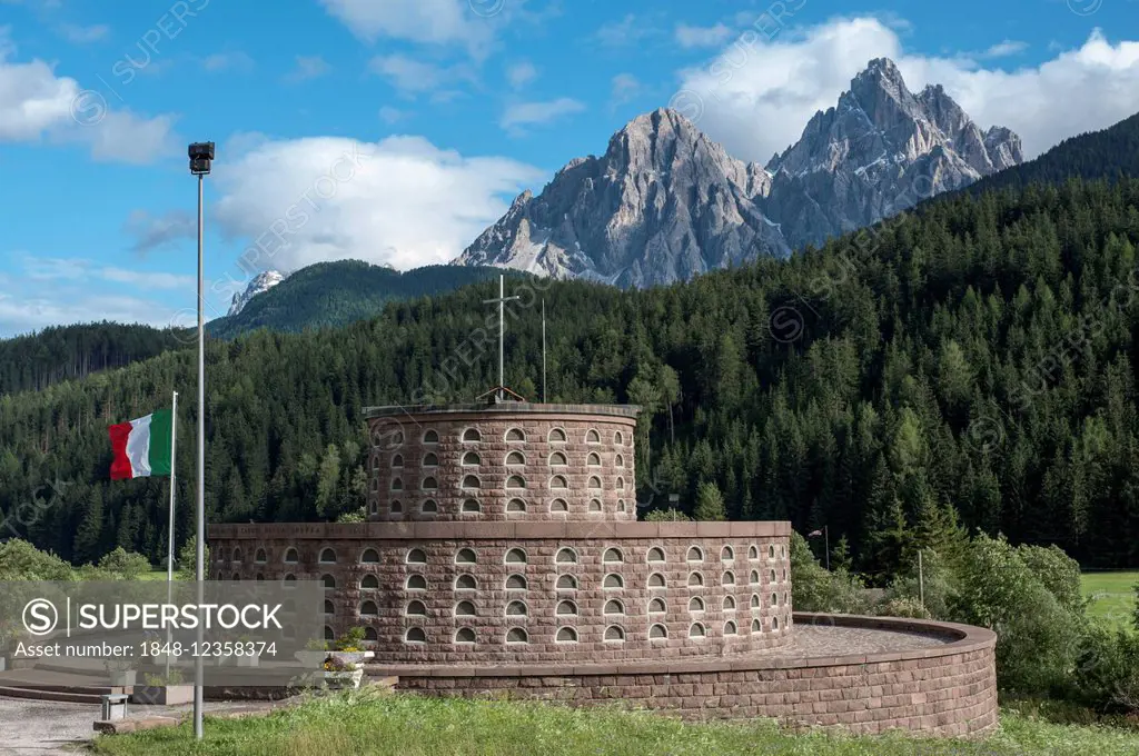 War Memorial, ossuary, built under Mussolini in 1939, Innichen, Trentino-Alto Adige, Italy