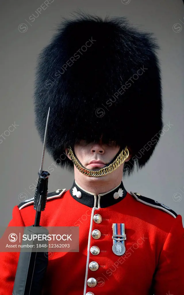 Queen's Guard, Royal Guard with bearskin hat, Tower of London, London, England, United Kingdom