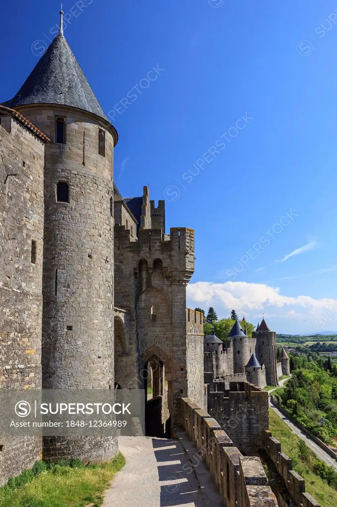 Chateau Comtal, Medieval fortress of Carcassonne, Cite de Carcassonne, Carcassonne, Département Aude, Languedoc-Roussillon, France