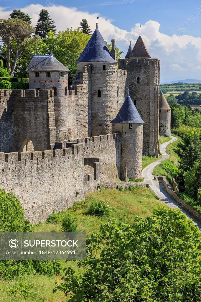 Chateau Comtal, Medieval fortress of Carcassonne, Cite de Carcassonne, Carcassonne, Département Aude, Languedoc-Roussillon, France