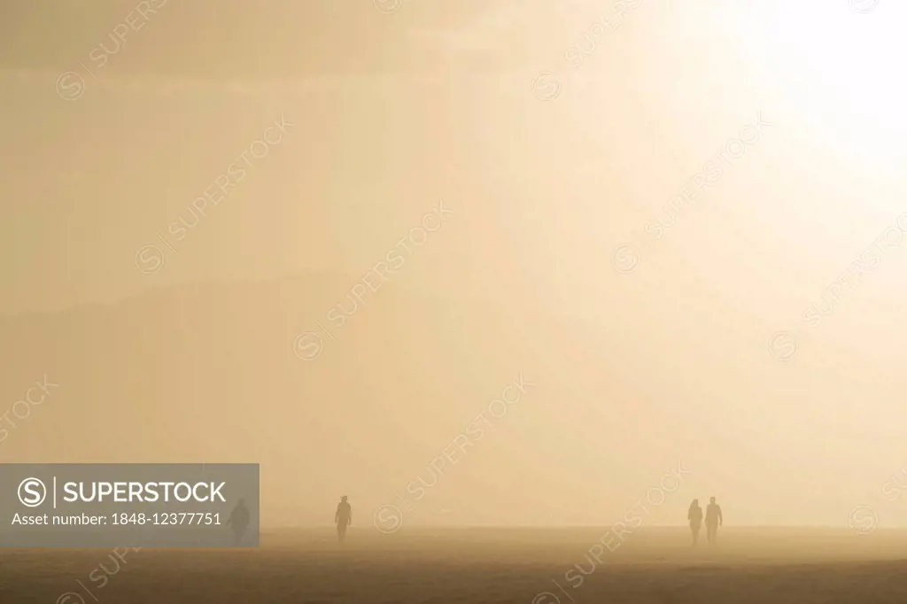 People walking at the beach at sunset, beach at Segdefield, South Africa