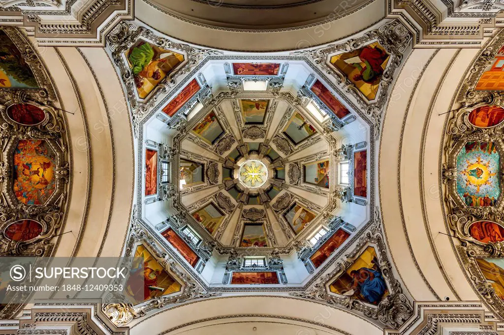 Dome of Salzburg Cathedral, interior view, Salzburg, Salzburg State, Austria