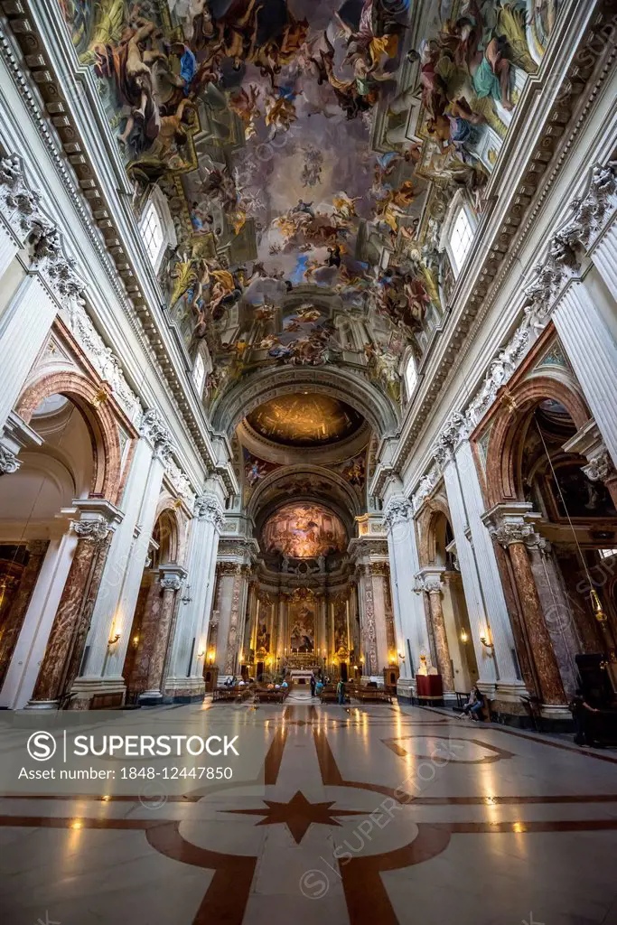 Baroque illusionistical ceiling fresco, Triumph of St. Ignatius Loyola, Entrance into Paradise, Apotheosis of St. Ignatius, glorification of St. Ignat...