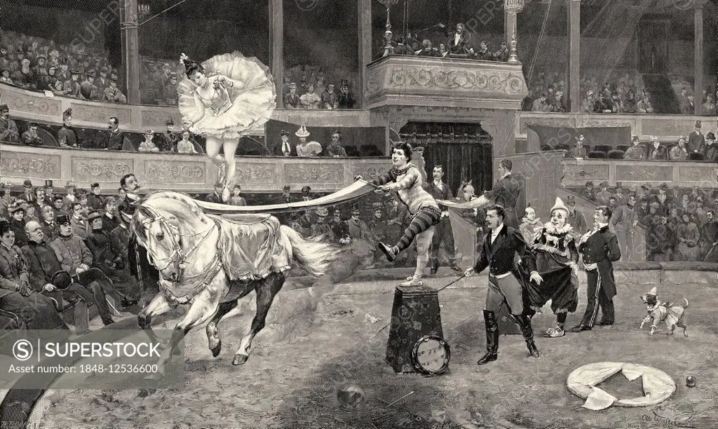 A circus performance, ca. 1900, after Walter