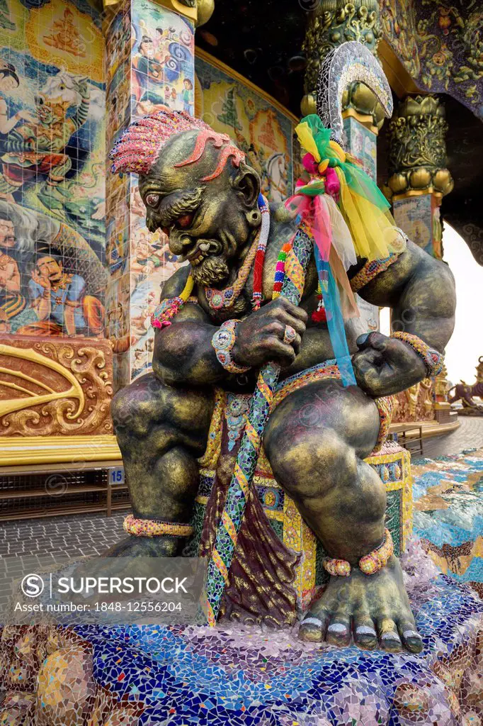 Yaksa statue, yak at the gallery of the Elephant Temple Thep Wittayakhom Vihara, Wittayakom, Wat Baan Rai, Korat, Nakhon Ratchasima Province, Isaan, I...