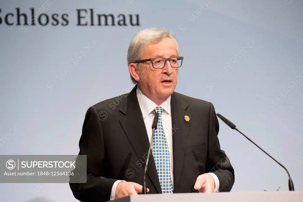 President of the European commission, Jean-Claude Juncker, at the joint press conference with the President of the European council, Donald Tusk, Schl...