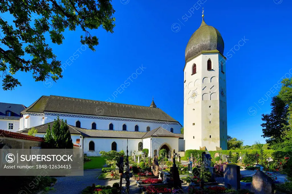 Münster Frauenwörth, monastery church, Frauenchiemsee island, Chiemsee, Upper Bavaria, Bavaria, Germany
