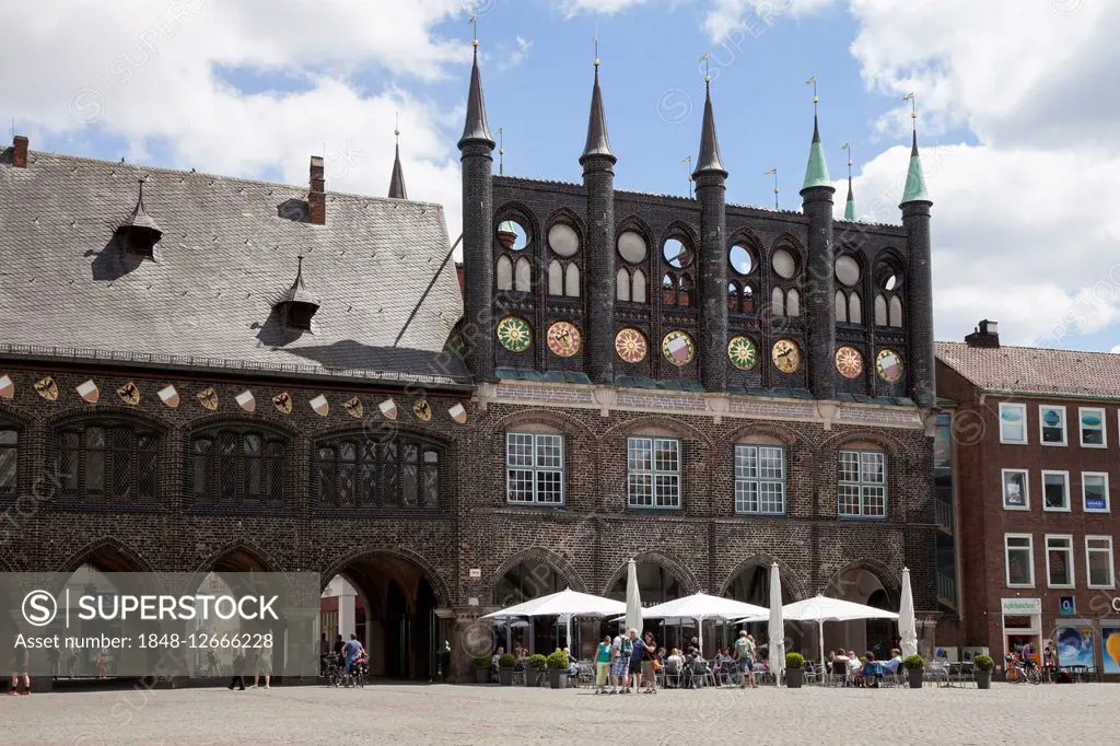 Town hall at the marketplace, Lübeck, Hanseatic City, Schleswig-Holstein, Germany