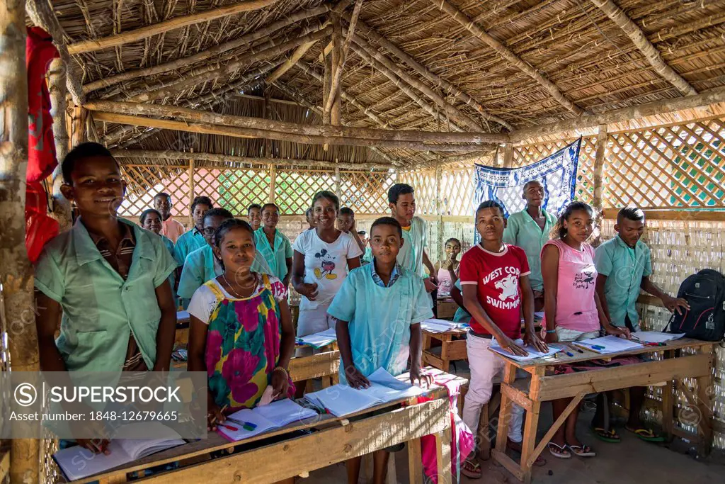 School class with children, about 12-14 years old, school in Morondava, Madagascar