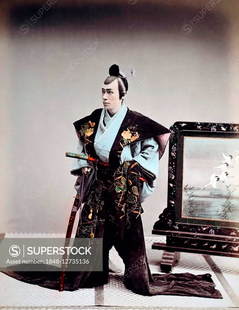 Samurai with sword, Japan
