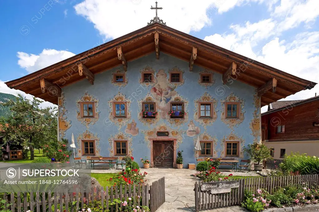 Tyrolean farmhouse with Lüftlmalerei, St. Johann, Tyrol, Austria
