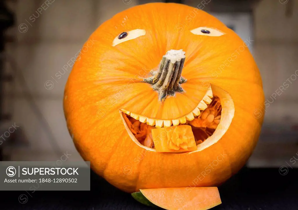 Carved smiling halloween pumpkin