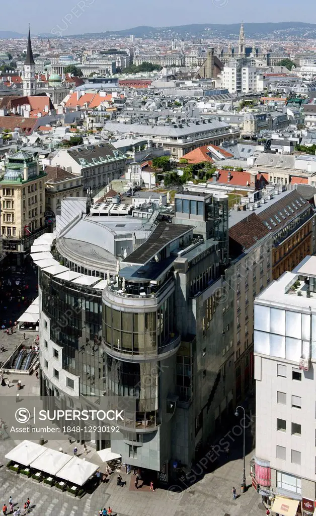 View of Haas-Haus and historic centre, Vienna, Austria
