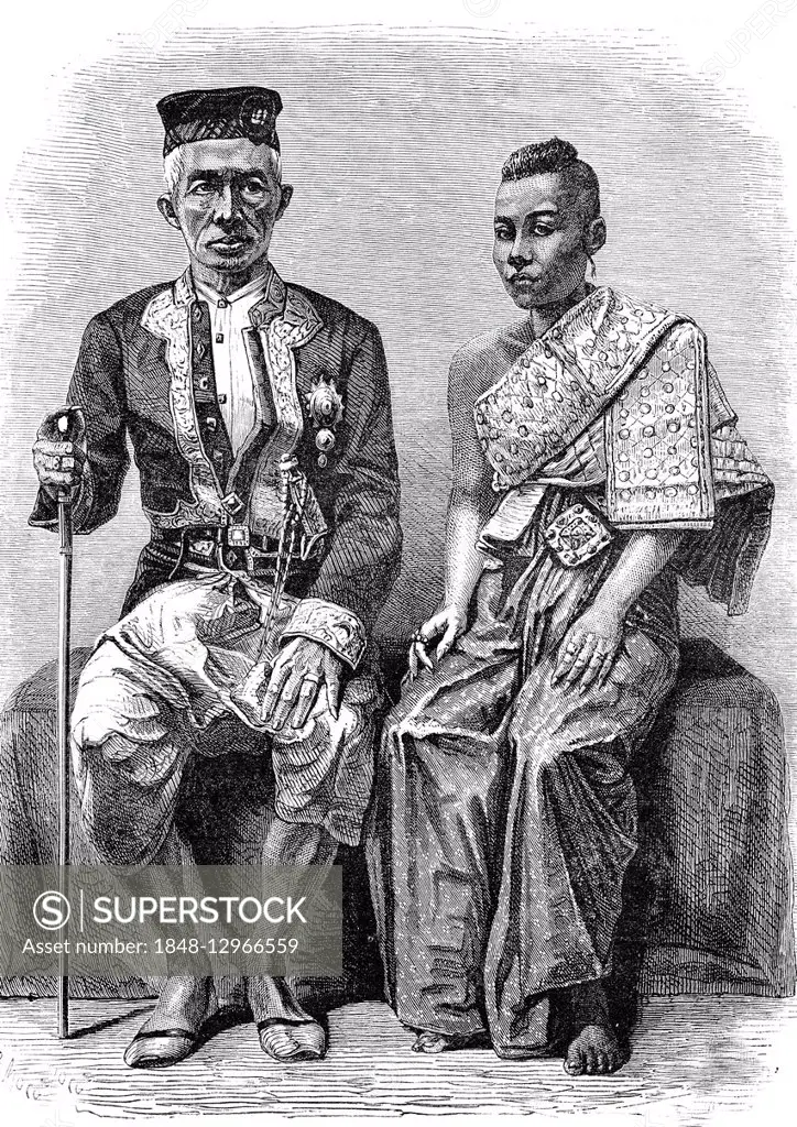 King of Siam and wife, 1863