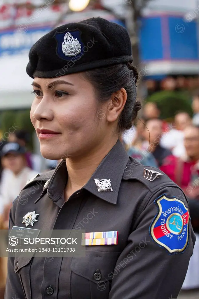 Tourist Police, police for tourists, woman police officer, security, Bangkok, Thailand