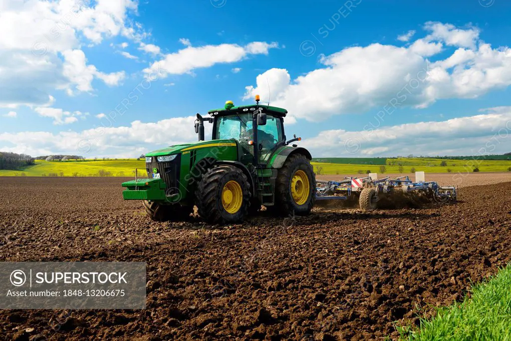 Tractor plowing field, Saxony-Anhalt, Germany
