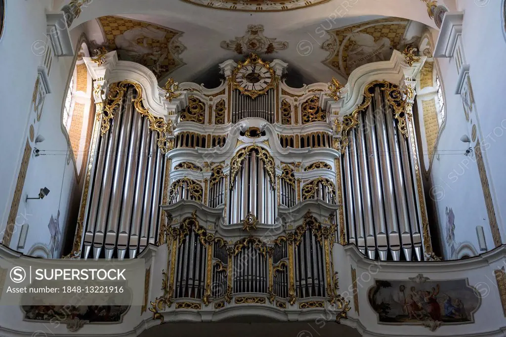 Organ of the church of the Monastery Ursberg, Franciscan St. Joseph Congregation, Interior, Ursberg, Bavaria, Germany