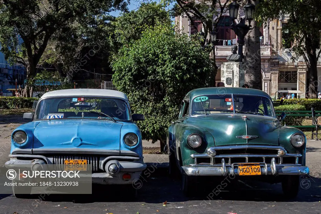Vintage cars at Parque de la Fraternidad Americana, Havana, Cuba