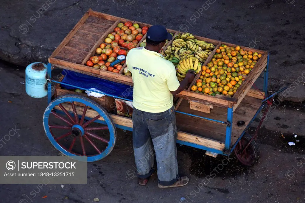 Mobile fruit stall, historic centre, Havana, Cuba