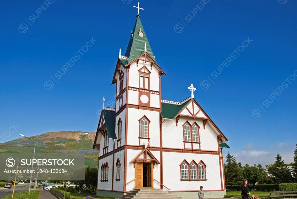 Village church, nature reserve, Flatey island, Flatey, Iceland, Europe