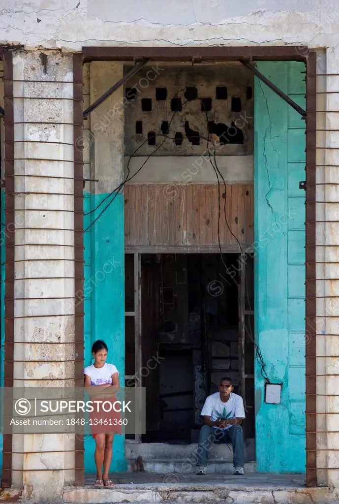 Run down facade, Old Havana, Havana, Cuba