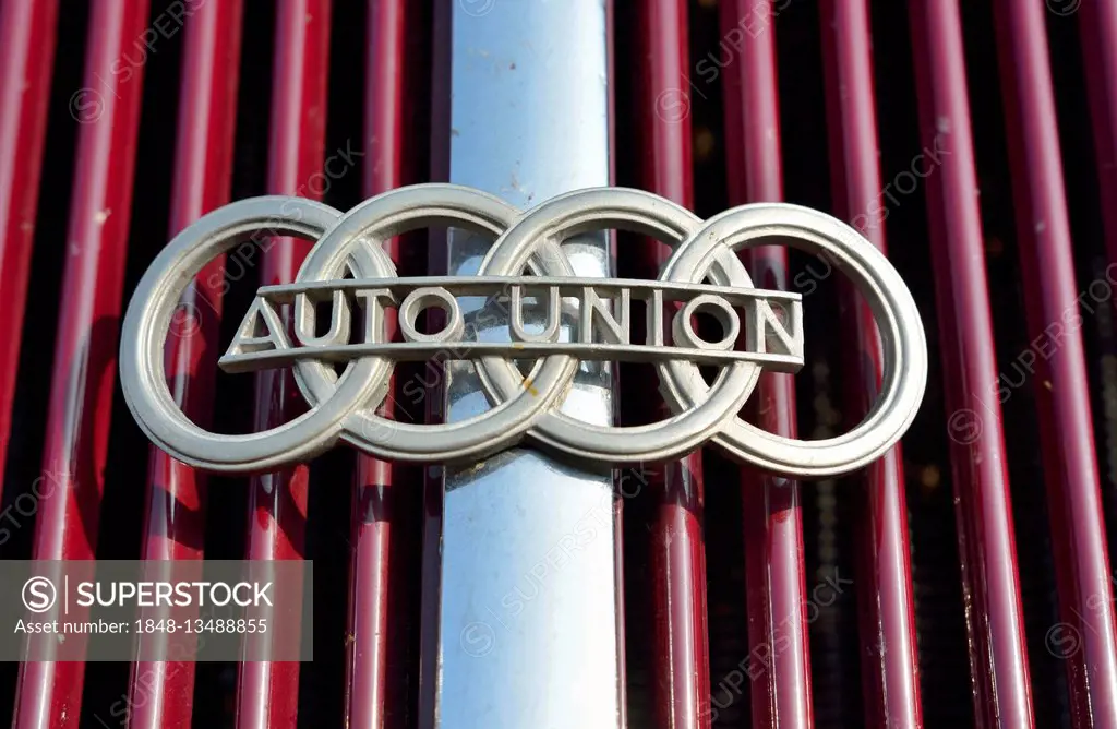 Auto Union logo on vintage automobile, Germany