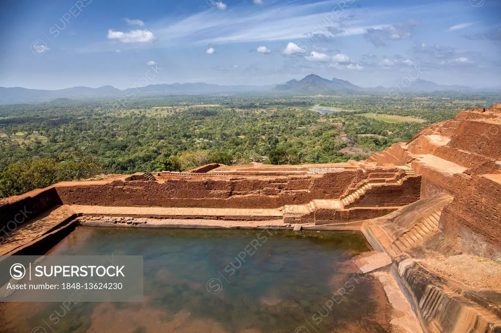 Historic rock fortress with water pool, Sigiriya, Sri Lanka