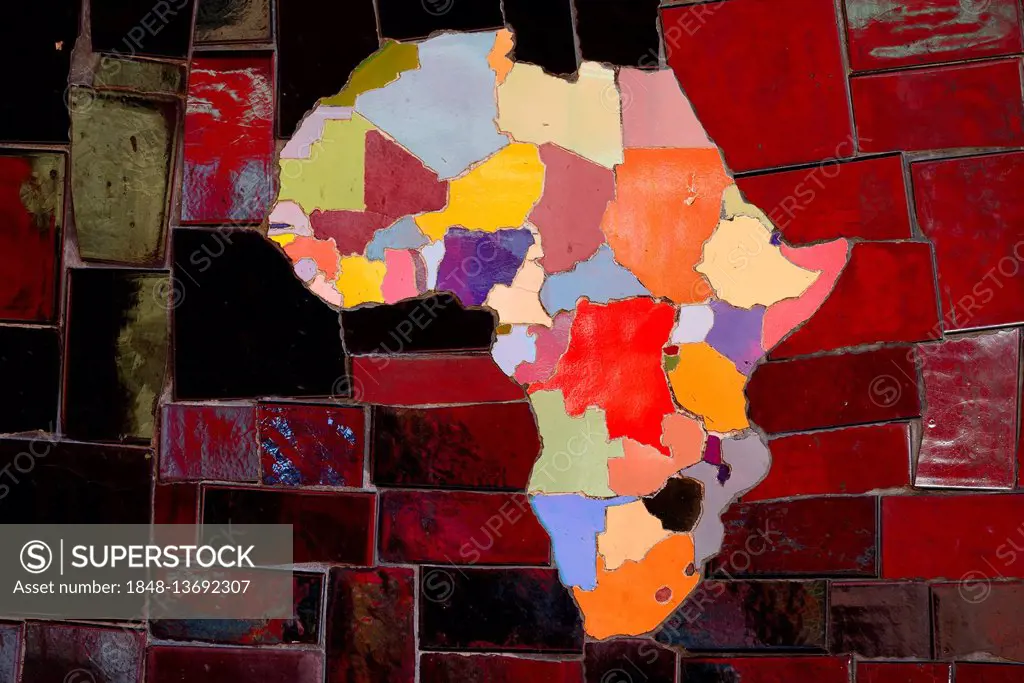Picture of tiles, African continent, tiled staircase Escadaria Selaron, artist Selaron, Rio de Janeiro, Brazil