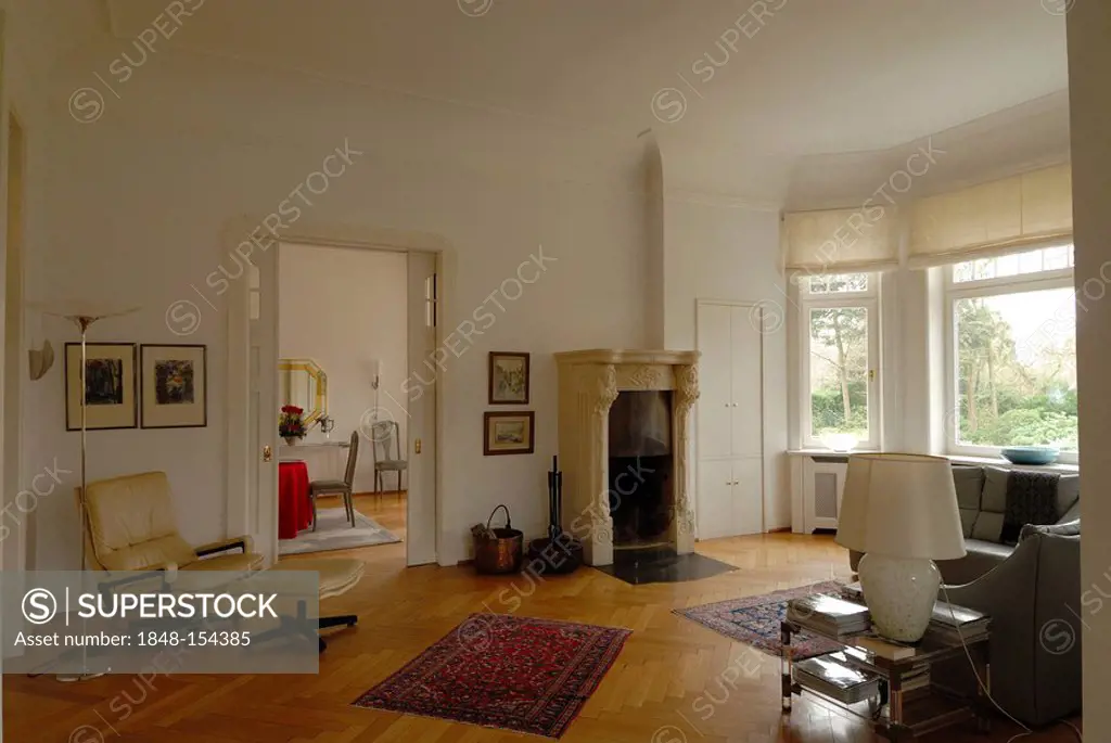 Livingroom, art nouveau villa in the west of Hamburg, Germany, Europe