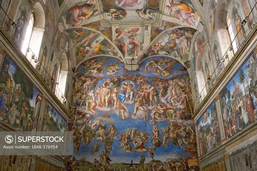 The Last Judgment is a painting by Michelangelo located in the Sistine Chapel (Vatican City), Vatican, Rome , Lazio , Italy , Europe