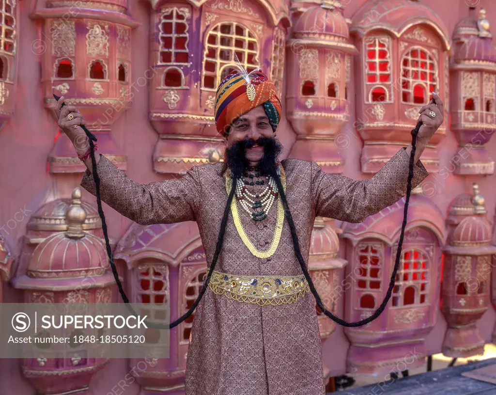 Ramsingh Chauhan with long moustache, longest moustache in the world, India, Asia
