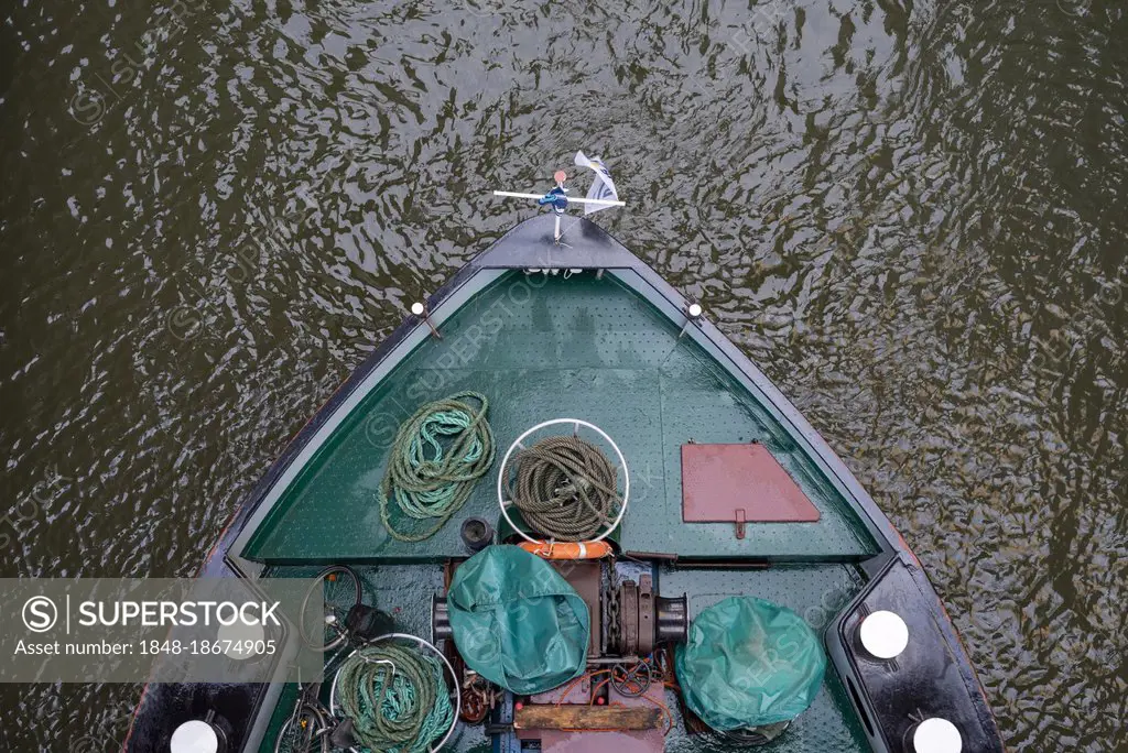 Barge, close-up, Magdeburg, Saxony-Anhalt, Germany, Europe