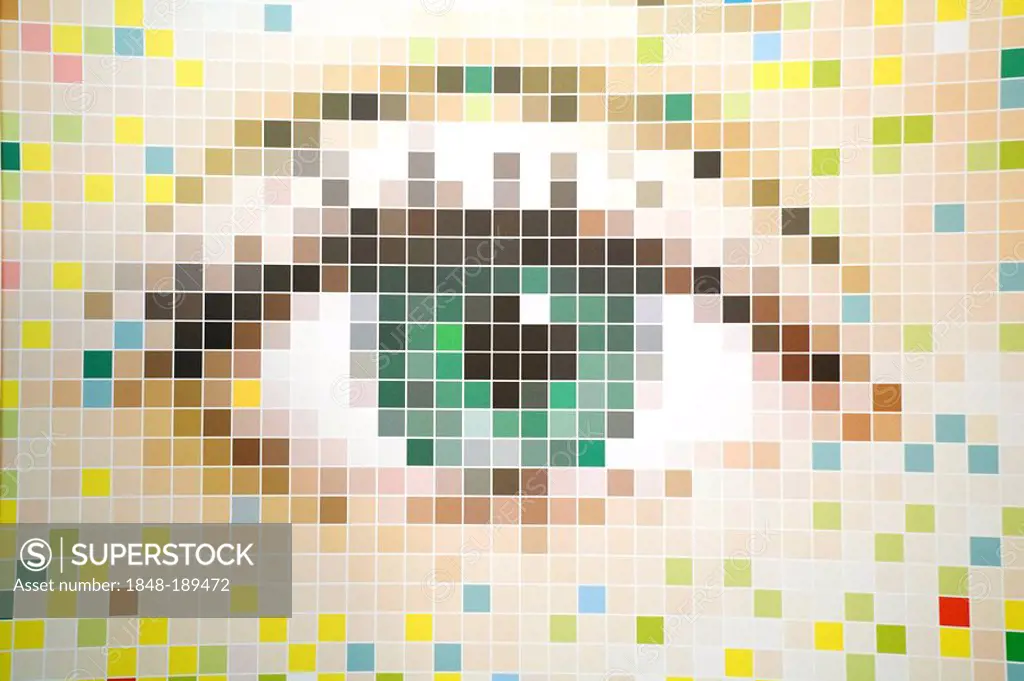 CeBIT 2008: eye made of pixels, HANOVER, GERMANY, 04.03.2008.