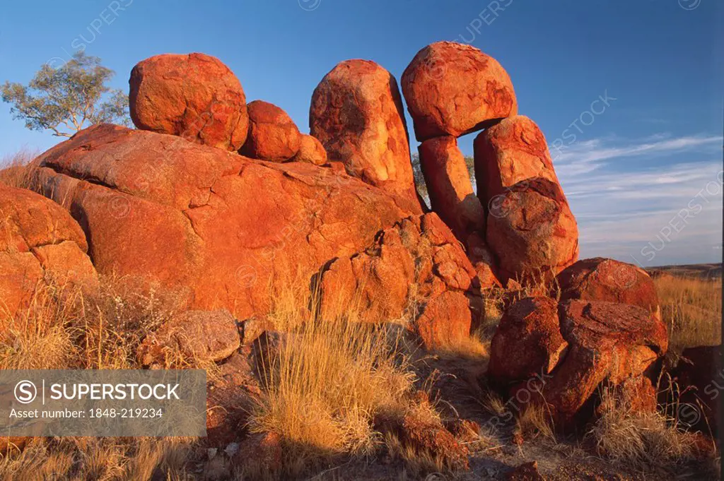 Devils Marbles in evening light, Northern Territory, Australia, Oceania