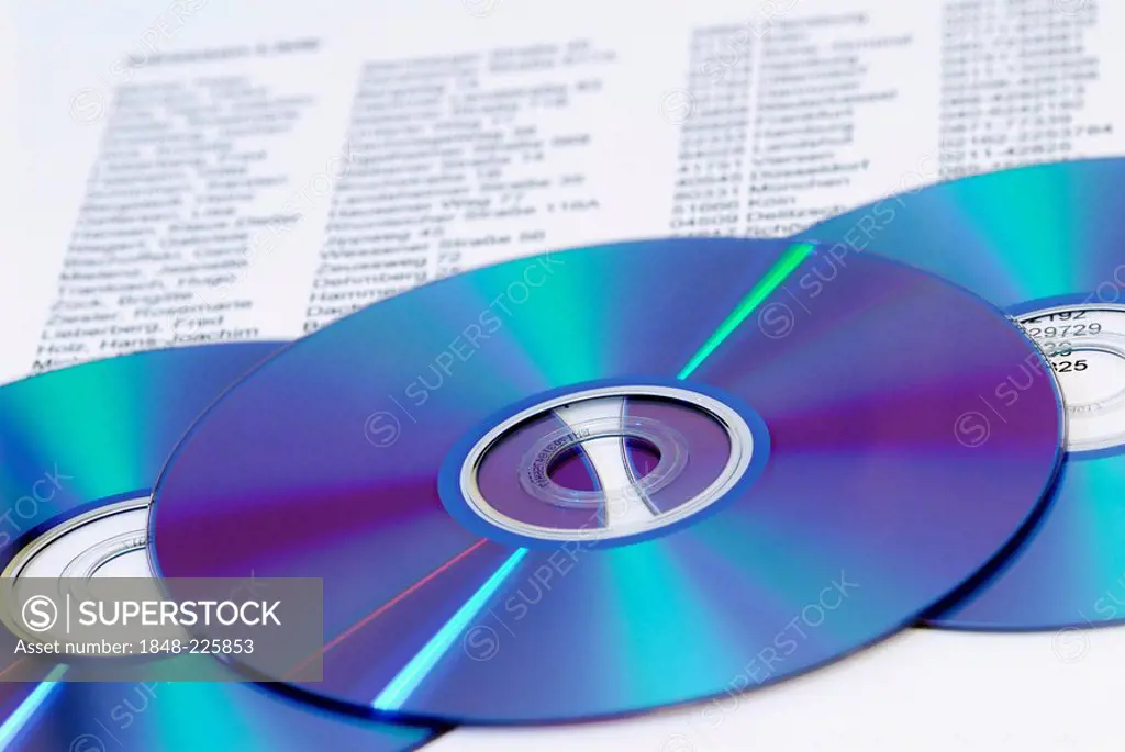 Cds on an address list, symbolic picture for data trade, stealing data