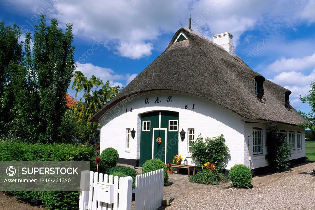 Thatched, thatch roof house, Sieseby, Schlei, Schleswig-Holstein, Germany, Europe