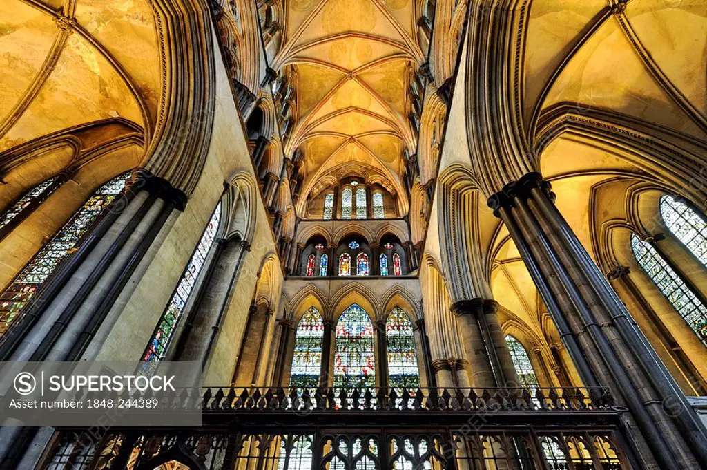 Interior of St. Mary's Cathedral in Salisbury, Wiltshire, England, United Kingdom, Europe