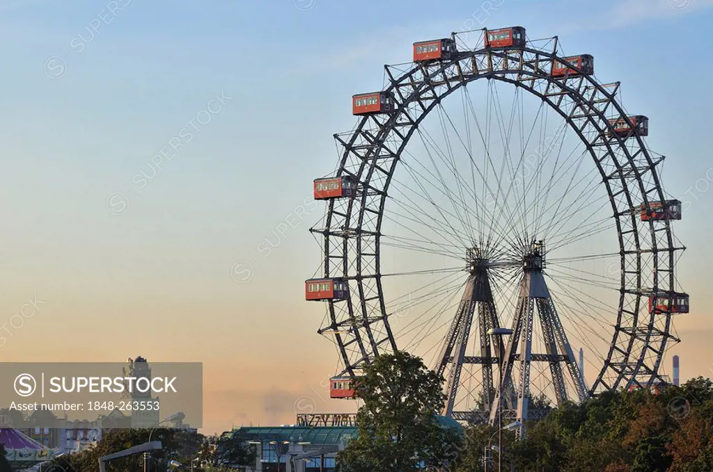 Vienna giant wheel, Riesenrad, in Prater public park, Vienna, Austria, Europe