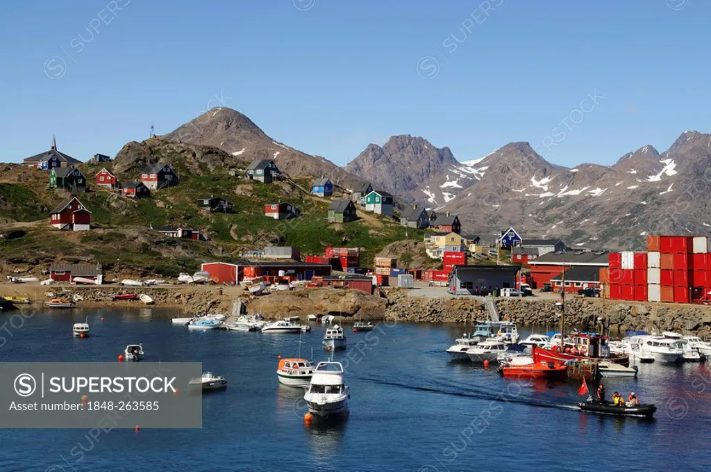 Tasiilaq harbour, Kong Oscar Fjord, Ammassalik, East Greenland, Greenland