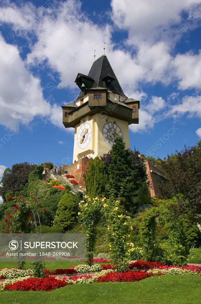 Clock tower, Schlossberg, Graz, Austria, Europe