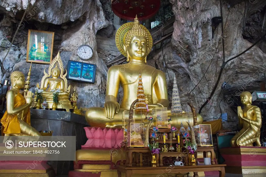 Buddha sculpture at the Tiger Cave Temple, Wat Tham Sua Temple, Krabi, Thailand, Asia