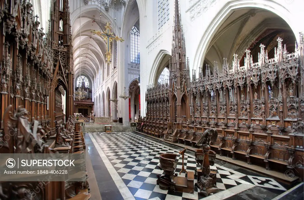 Inner shot of the Notre Dame Cathedral, Onze-Lieve-Vrouwekathedraal, Cathédrale Notre-Dame, Unesco World Heritage, Antwerp, Flanders, Belgium, Europe